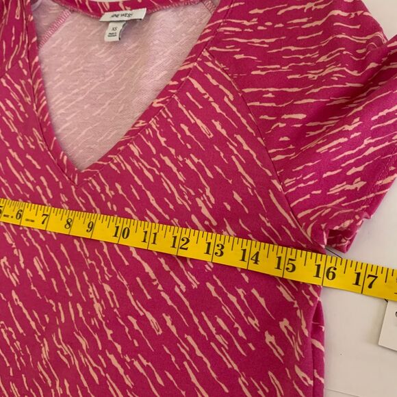 Nine West Pink Patterned Short Sleeve V-Neck A-line Midi Dress NWT Size XS - Picture 6 of 8